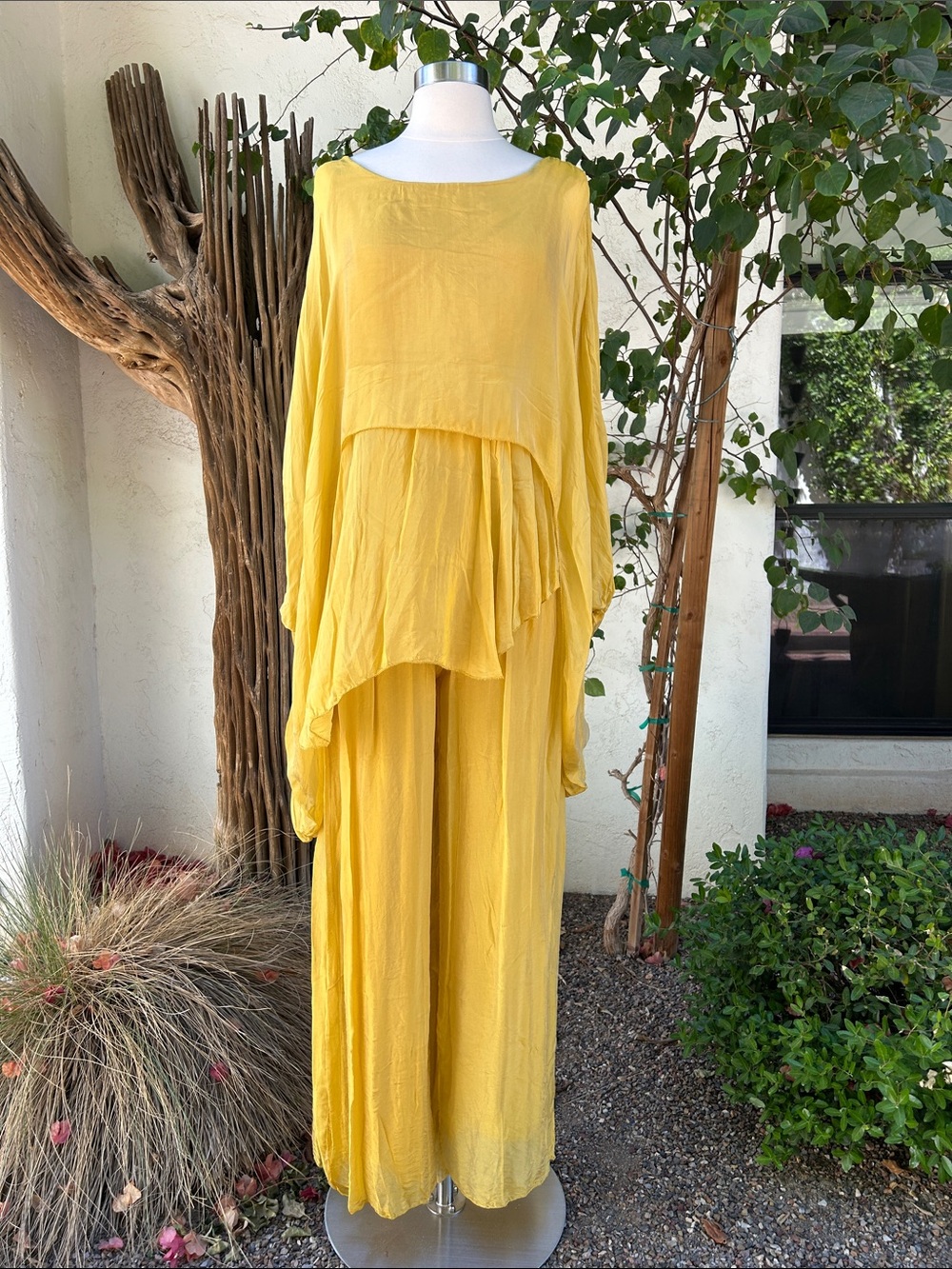 Flowing Yellow Layered Maxi Dress